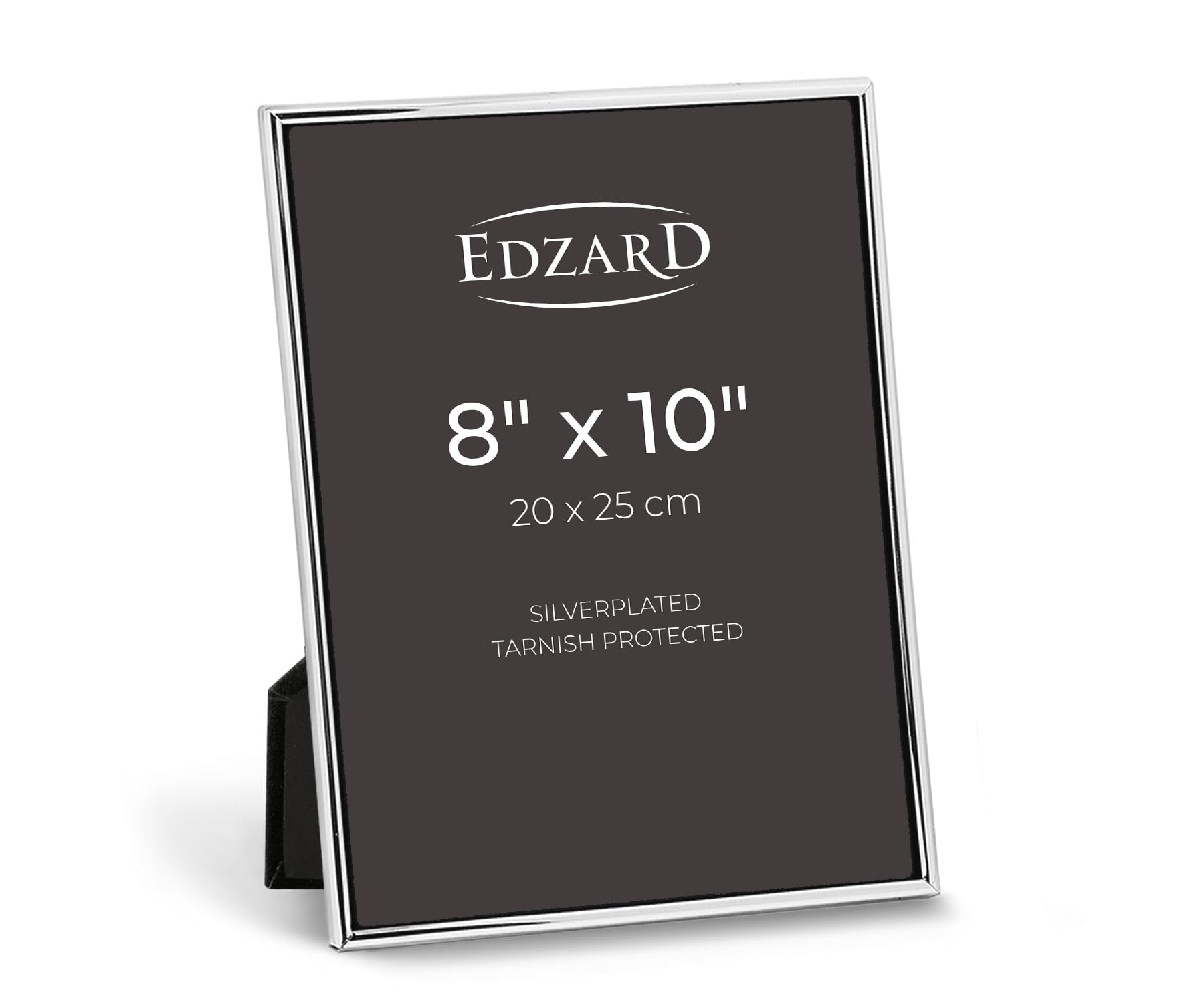 Edzard Polished Silver Silver Plated Photo Frame 8"X10" (20X25 Cm) Genua, Non-Tarnishing, High Gloss Finish, Real Glass Front & Premium Velvet Back, Portrait Or Landscape Display - Elegant Wedding Gift
