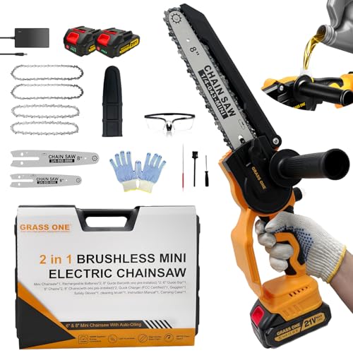 Mini Chainsaw, 8 inch & 6 Inch Portable Electric Chainsaw