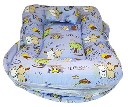 Image of Amardeep and Co Toddler Mattress with Mosquito and Insect Protection Net 70 * 40 cms (Rabbit Mauve)