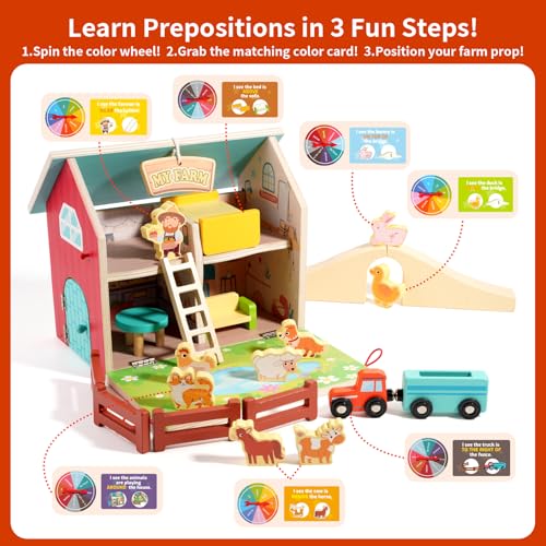 Image of INIFEIDALA Montessori Farm Dollhouse for Toddlers 3-5