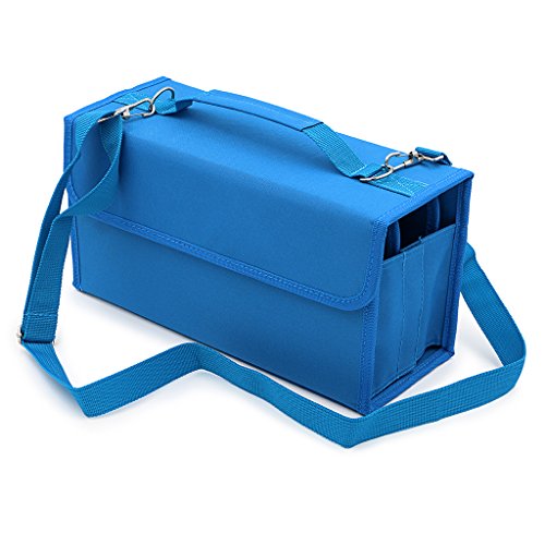 BTSKY Handy 80 Slot Carrying Lipstick Organizer Marker Case Holder for Copic Prismacolor Touch Spectrum Noir Paint Sharpie Markers (Blue)