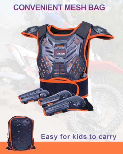 StarknightMT Kids Dirt Bike Gear - Youth Motorcycle Gear Riding Protective Motocross Armor Suit Chest Protector for Boys Girls Biking Cycling Skating Off-Road, Orange