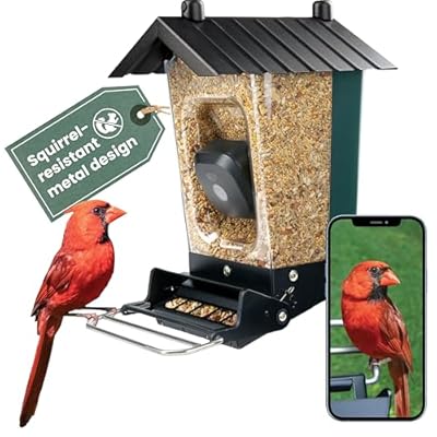 Perky-Pet Smart Bird Feeder with Camera - Squirrel-Resistant, 3.5 lb Capacity, Motion Activated 1080p HD, Wi Fi, SPCAM - Camera Feeder Gift Idea