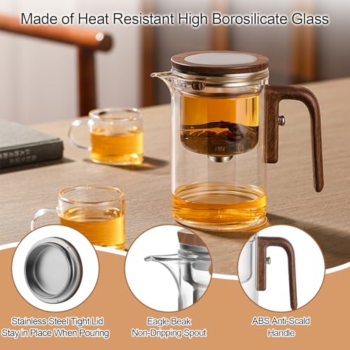 Enchanti Tea Pot, Glass Teapot with Infuser,Magnetic Loose Leaf Tea Steeper - image 3