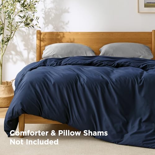 Image of Bedsure Duvet Cover King Size - Only Includes 1 Duvet Cover (104 inchx90 inch), Hotel Luxury Soft Double Brushed All Season Bedding for Kids & Adults, Zipper Closure, Navy Blue (No Comforter, No Pillow Shams)