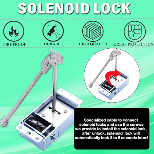Gun Safe Lock Replacement Electronic Safe Lock with Solenoid Lock & 2 Override Keys, Chrome Keypad High Security Fireproof Safe Box and More - Thumbnail 5