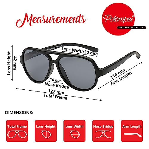 PolarSpex Kids Sunglasses - Bendable and Polarized Aviator Sunglasses - BPA Free - Ages 3-74