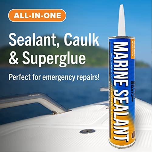 Image of Marine Sealant and Adhesive Waterproof Marine Grade Sealant Caulk High Temp | Caulking Water Sealant for Boat Auto and RV Without Silicone, 1 Tube Brown 10oz