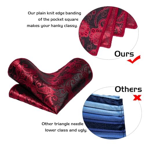 Image of 5PCS Mens Silk Tie, Pocket Square, Cufflinks, Drilled Tie Ring and Lapel Pin Set for Wedding Groom Party