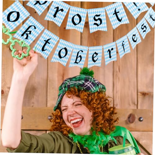Cabilock 3 Sätze Oktoberfest Festivalfahnen Mit Stangen Party-Couplet-Ornament Wimpelbanner Foto Girlande Dekorationsbanner Bierparty-Dekoration Bierfahnen Und Banner Und Schilder Papier