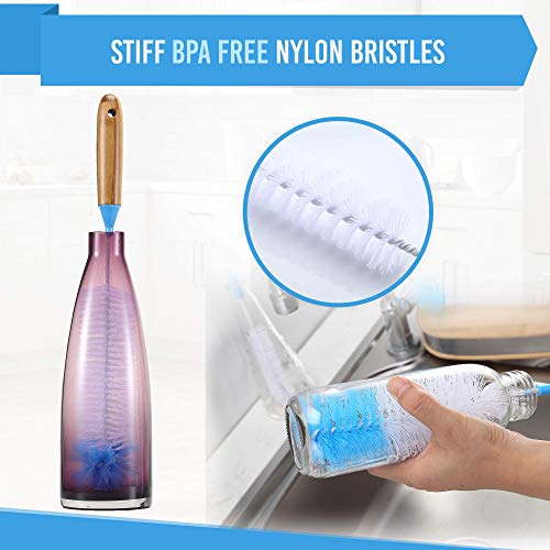 Bottle Brush Cleaner 5 Pack - Long Water Bottle and Straw Cleaning Brush - Kitchen Wire Scrub Set for Washing, Wine Decanter, Baby, Kombucha, Pipes, Hydro Flask Tumbler, Sinks, Beer Brewing Supplies - Thumbnail 4