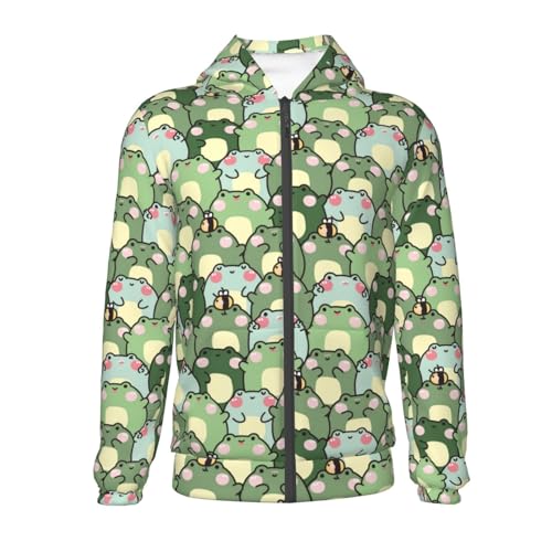 Cute Chubby Frog Kids Pullover Hoodies Boys Zip Up Sweatshirts Girls Athletic Clothes with Pocket2