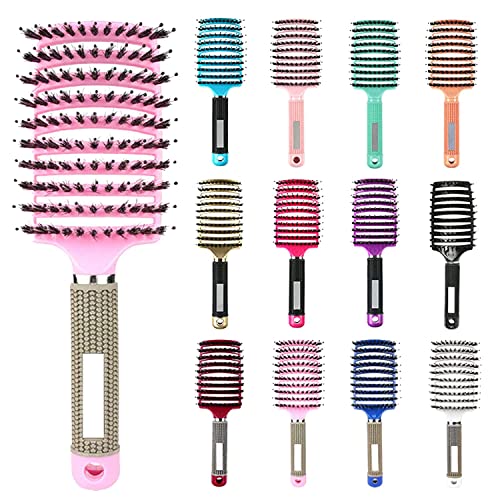 My Sensory Space Detangling Hairbrush, Magical Brush Detangler, Detangler Bristle Nylon Hairbrush, Curved and Vented Detangling Hair Brush (Color : Pink-B)