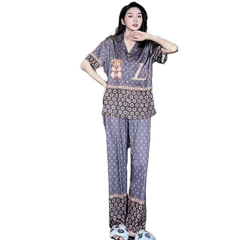 Women's Night Suit Set, Gray, Free Size, Printed, Soft Hosiery Cotton, Luxury Loungewear, 2-Piece Set, Indoor Wear-image-11