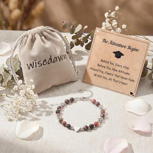 Image of Graduation & Back to School Gifts for Girls, Natural Stone Beaded Bracelet with Inspirational Quote Card, Jewelry for Daughter Granddaughter Niece Student