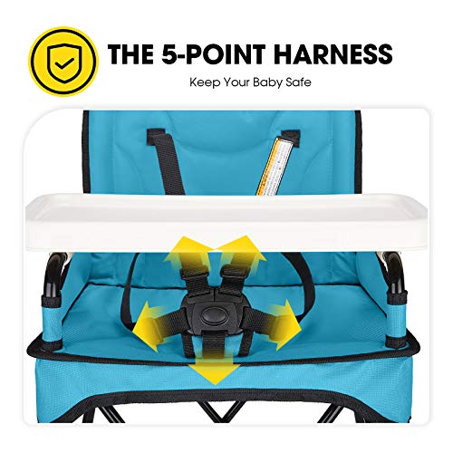 Veeyoo Baby High Chair With Removable Tray - Portable High Chair For Eating And Feeding, Indoor And Outdoor, Compact Fold, Blue #TOP3