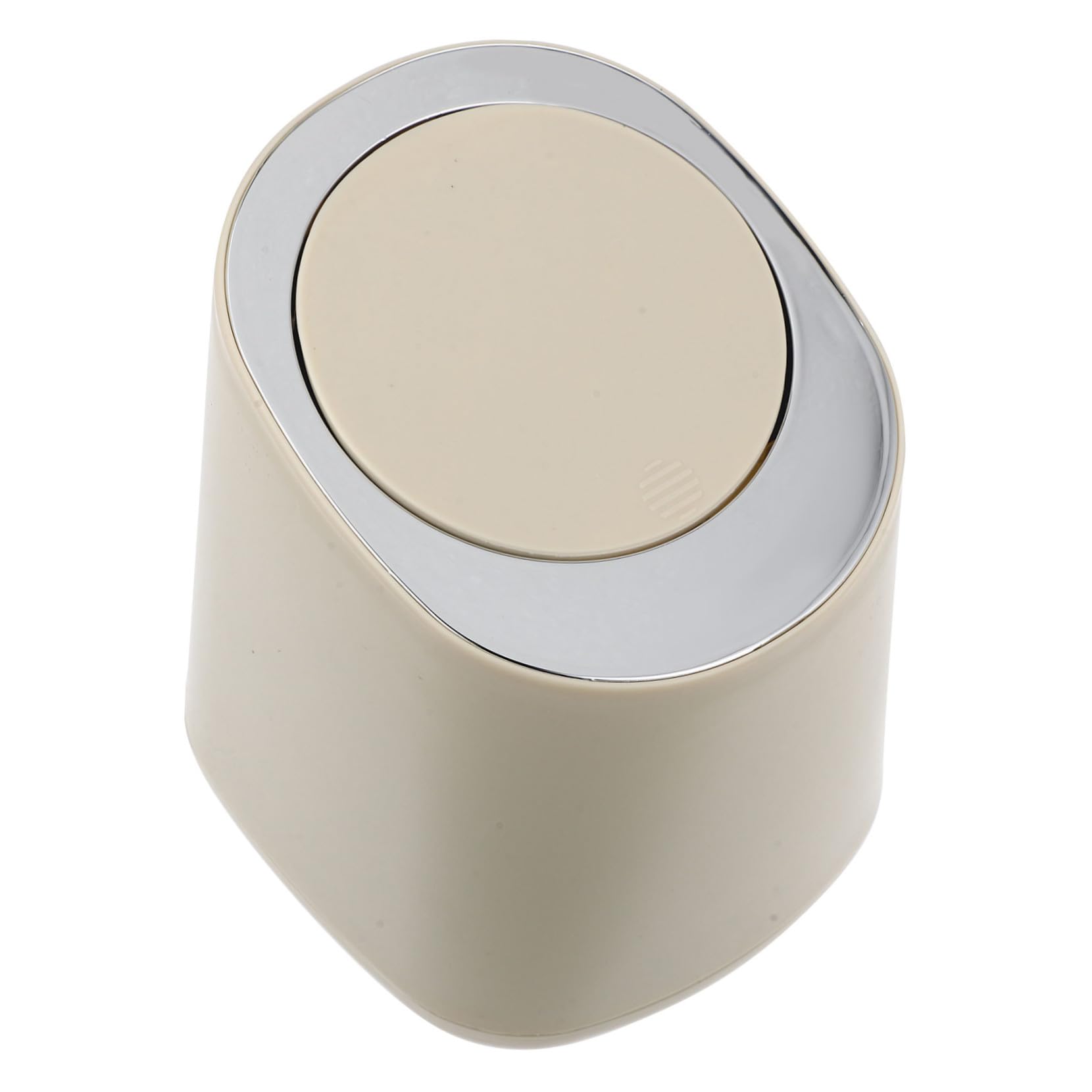 TOPPERFUN Mini Desktop Trash Can with Press Lid Compact Office Garbage Bucket for Bathroom Living Car Multi-Functional Small Waste Bin in Cream White Suitable for Miscellaneous Storage