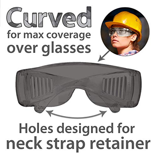 Image of SAFE HANDLER Diamont Gray Vented Over Glasses Safety Glasses, 12 Pack | ANSI Z87.1 & CE EN 166 Certified Impact Resistant, Fit over Prescription Goggles for Men & Women - Work, Lab & Industrial