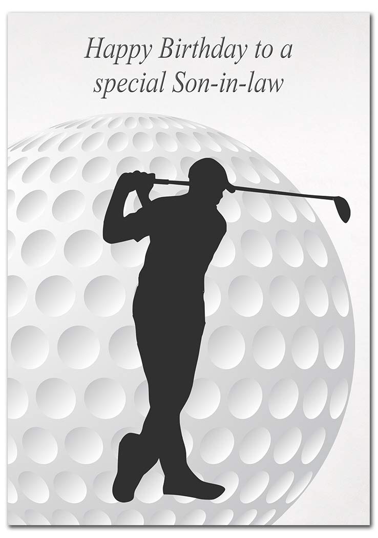 Extra Large Son-in-law Birthday Card - XL Big thick A4 size - Special Traditional Bday Greeting Men Him - Unusual Cool Golf Sports Golfing Golfer Art - Huge Happy Wishes - UK Eco-Friendly — image 1