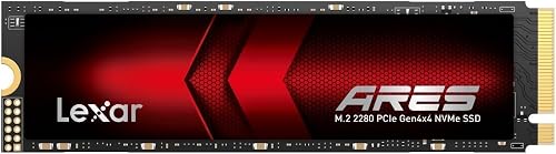 Lexar Ares 512GB SSD, M.2 2280 PCIe Gen4x4 1.4 SSD Interna NVMe, hasta 7.200 MB/s De Velocidad De Lectura, Disco Sólido Interno para PS5, PC, Portátil, Jugadores, Creadores Y Profesionales