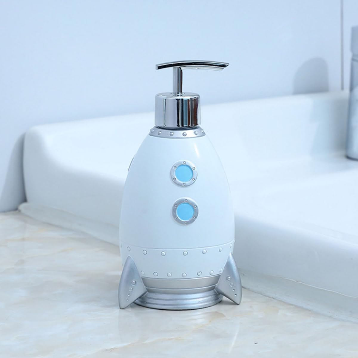 Zerodeko Dispensador de Jabón Bomba en Forma de Cohete 400 Ml, Botella Recargable para Gel de Ducha y Champú, Diseño Portátil para Baño y Viaje, Material Duradero y Resistente