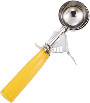 Portion Scoop, Cookie Scoop - #20 (1.5 oz) - Disher scoop - Portion Control - 18/8 Stainless Steel, Yellow Handle, For Cookie Cupcake Muffin Meatball Pancake