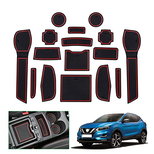 Tapis caoutchouc console centrale Nissan Qashqai J11 rouge