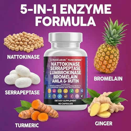 image for Clean Nutraceuticals Nattokinase 5000 FU Serrapeptase 120000 SPU Lumbr