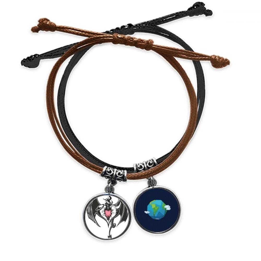 Pulsera de cuerda ajustable que no causa alergias con amuleto de alas 3