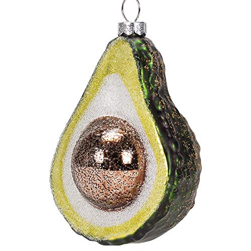 RAZ Imports Avocado Festive Green 4 x 2.5 Glass Holiday Decorative Hanging Ornament