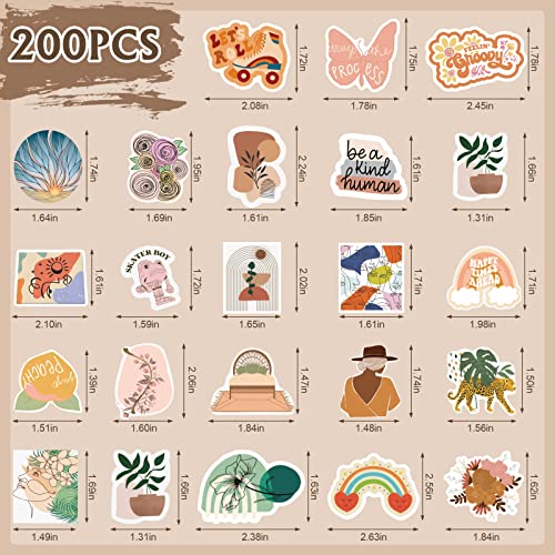 Arme 200Pcs Boho Sticker Pack,Boho Vinyl Waterproof Kid Stickers Waterbottles, Cute Aesthetic Stickers Laptop Decals Kids Teens #TOP1