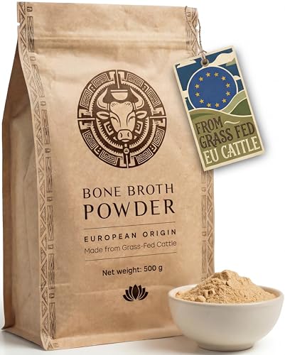 Beef Bone Broth Powder - 500g - Grass Fed EU Origin - Bone Broth Collagen Protein Powder - Muscle Growth Bone Health and Skin Quality