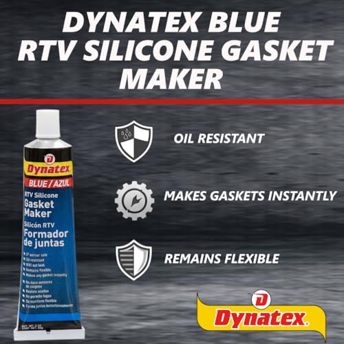 Image of Dynatex 49203 Blue RTV Silicone Gasket Maker, 85g, Single Component RTV, Formed-in-Place Gasketing Compound, Oil and Water Resistant, Remains Flexible, Instant Gasket Maker, Temperature Resistant