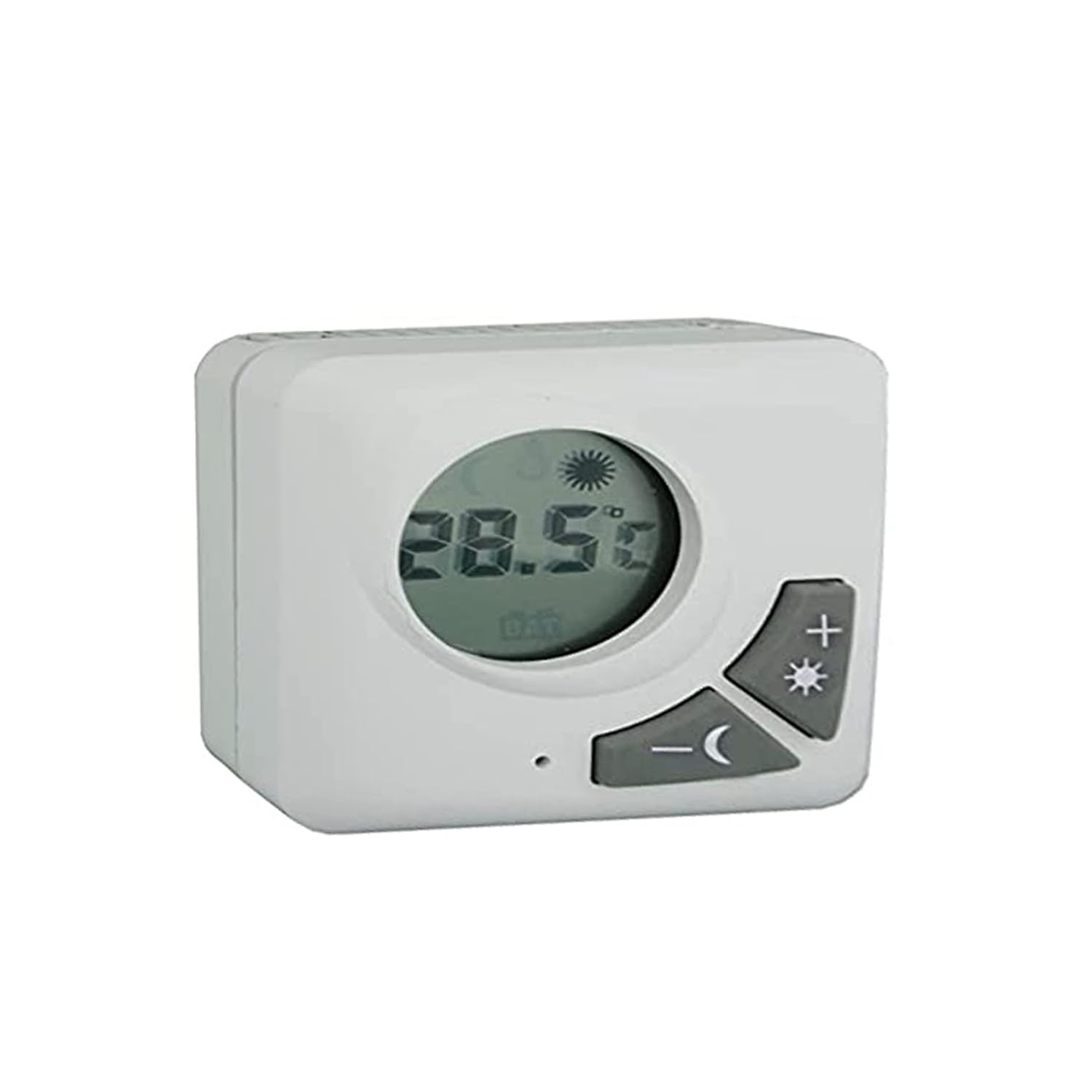 Termostato digital programable, con pantalla LCD, control remoto y función de ahorro energético, ideal para regular la temperatura en hogares.