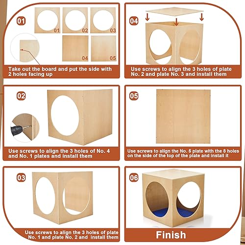 Sasylvia Reading Cube Cozy Set with Rest Mat Cube Preschool Classroom Furniture Include 30 x 30 x 30 Inches Reading Cube and Soft Rest Mat Natural Wood Reading Nook Preschool Homeschool Daycare