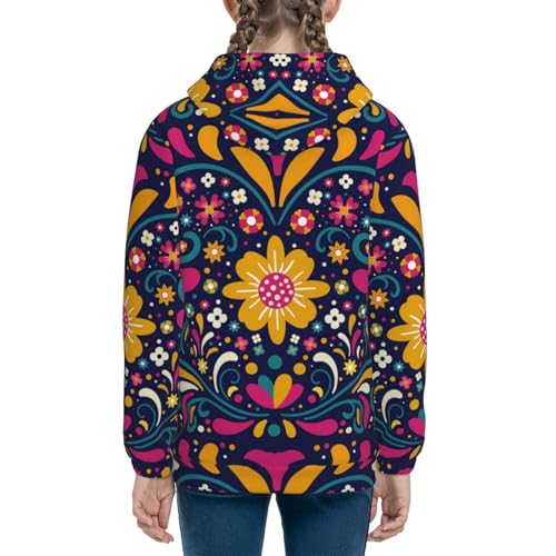 Cinco De Mayo Floral Kids Pullover Hoodies Boys Sweatshirts Girls Athletic Clothes with Pocket4
