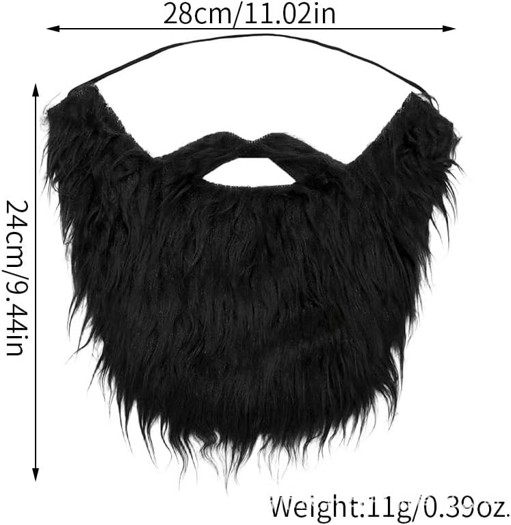 Curly Fake Beard with Elastic Band, Men's Fake Mustache, Costume Facial Hair for Halloween Party Cosplay