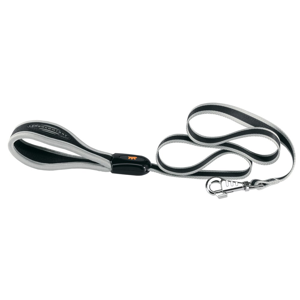 Ferplast ERGOCOMFORT G Ergonomic Dog Lead - Secure Grip with Soft Padding - Anti-Abrasion - Extra-Resistant Finished Seams - Italian Design - 120 x 1.5 cm, Grey