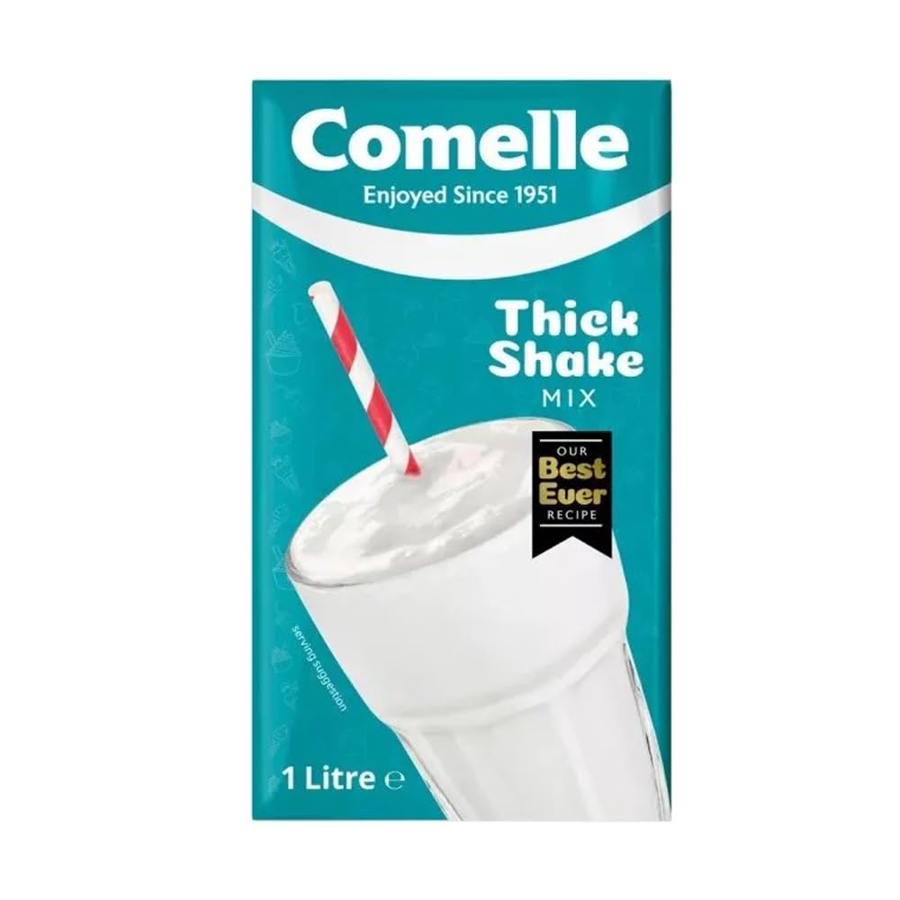 Comelle Thick Shake Mix for Commercial Machines 1L Pack of 1 Instant UHT Long Life Skimmed Vanilla Flavour Milkshake Drink Ready to Use with Welari Thank You Card | (1pack) (1L)