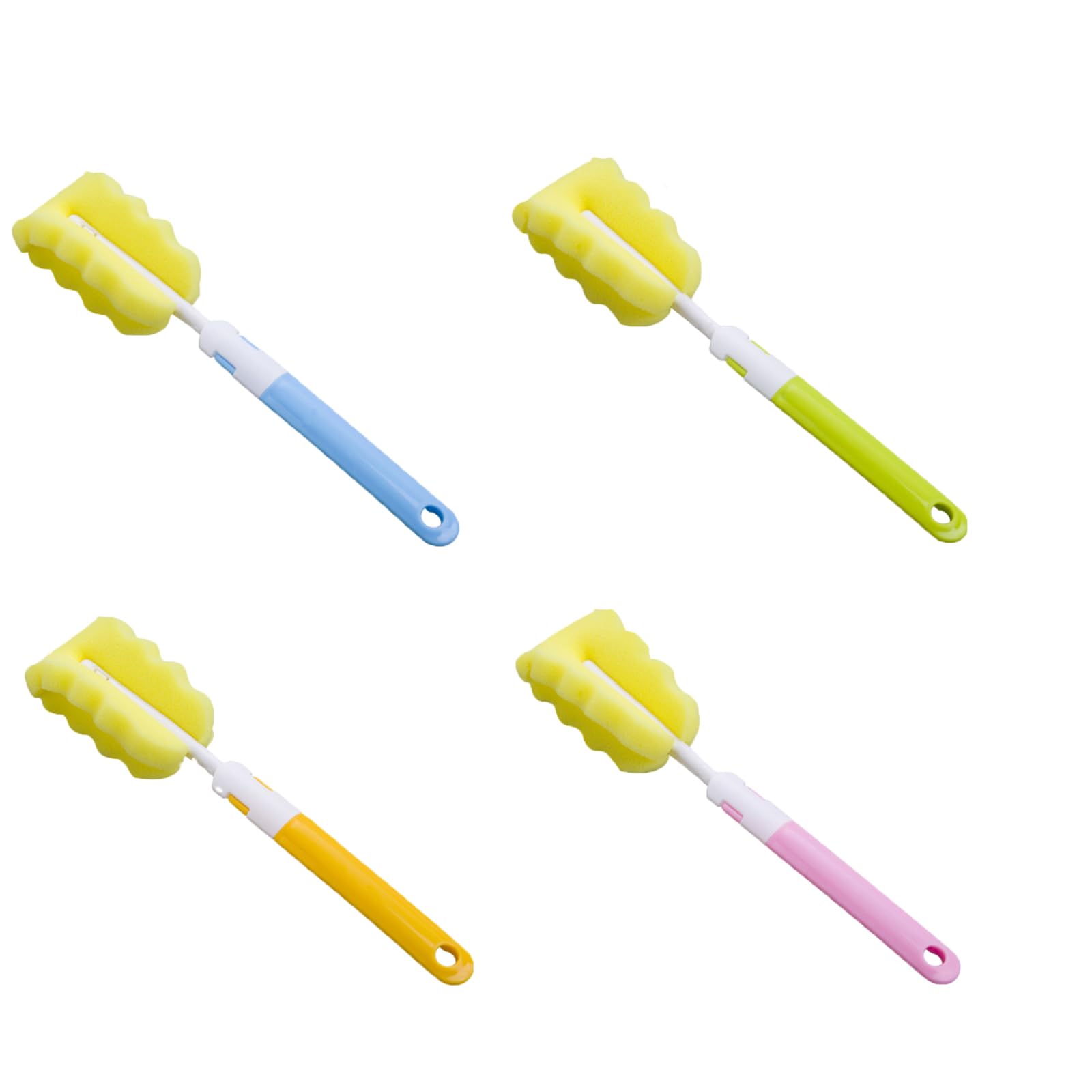 4 Pezzi Spazzola di Bottiglia, Lavabottiglie Pennello, Spazzola per la Pulizia Delle Bottiglie di Spugna, per Tazze e Bollitori (Arancione, Blu, Verde, Rosa)