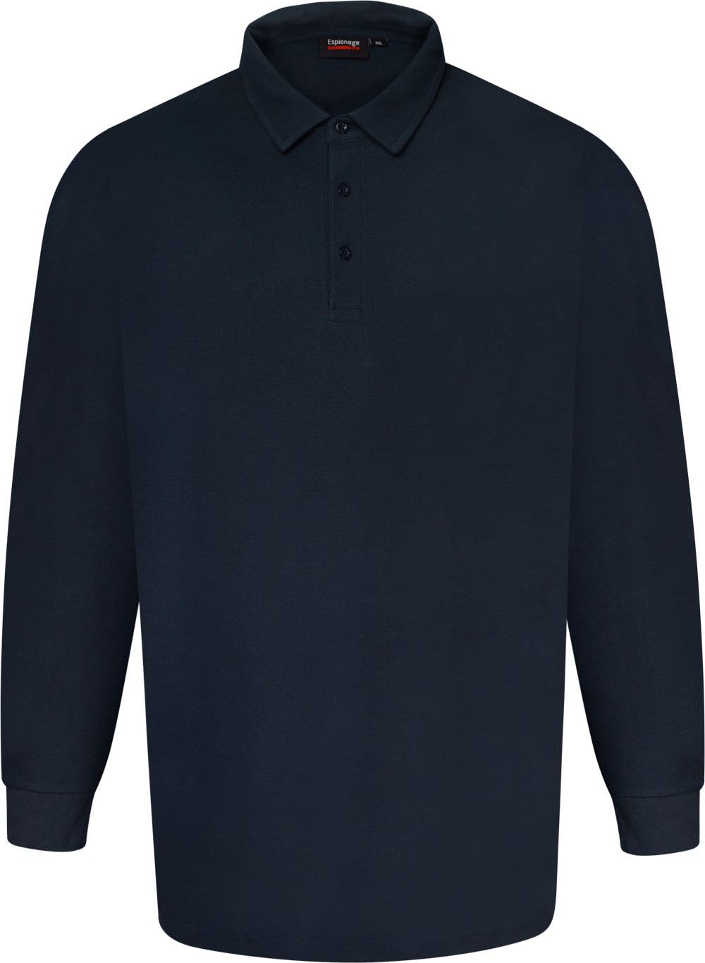 Espionage Men's Blue Long Sleeve Pure Cotton Polo Shirt - 7XL