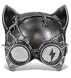 Attitude Studio Silver Steampunk Metallic Cat Mask Costume With Goggle Eye Wear