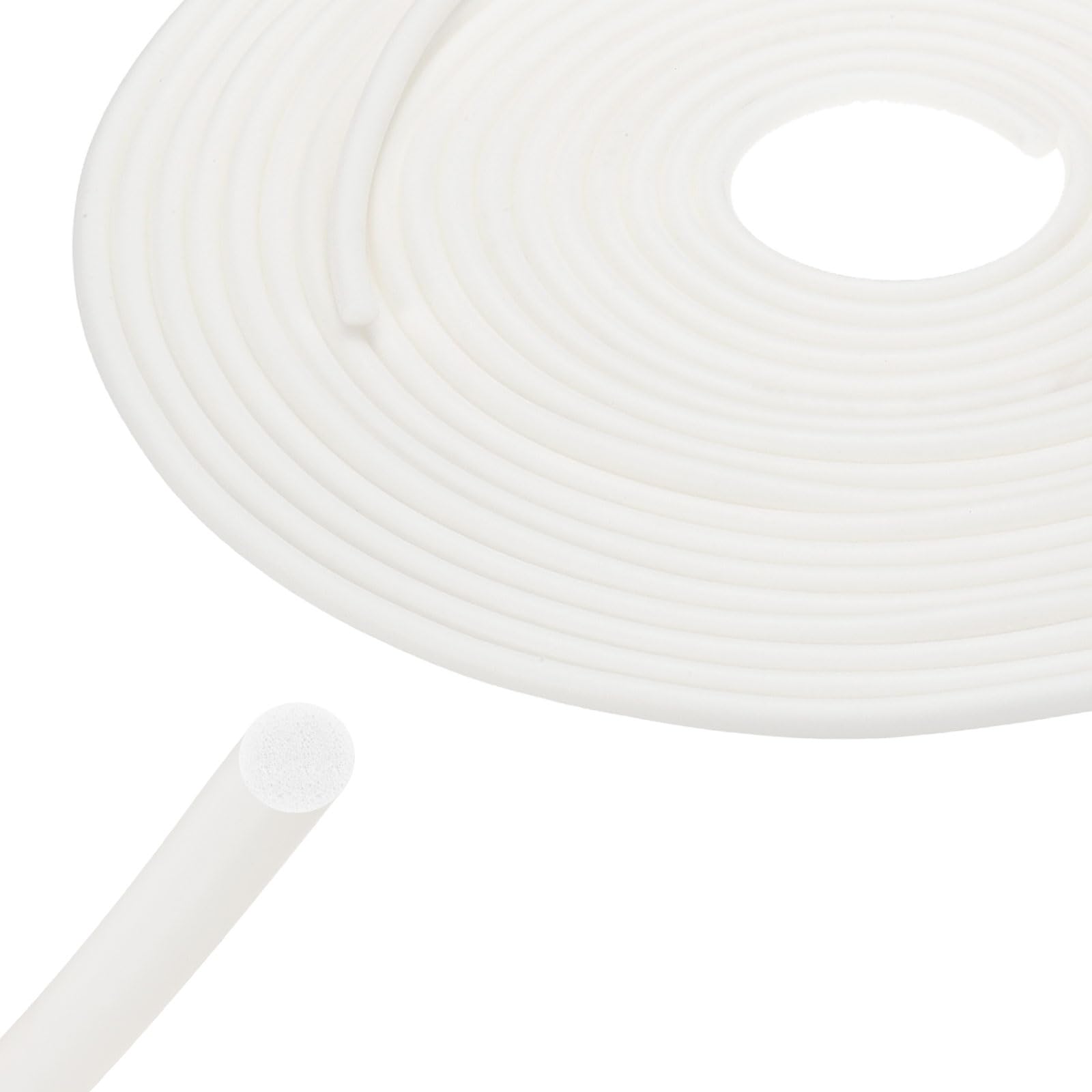 sourcing map Backer Rod 6mm x 12m Silicone Rubber Foam Caulk Saver, Weather Strip Seal for Sealing Concrete Gaps, Expansion Joints, Crack Filling, Doors, Windows, White