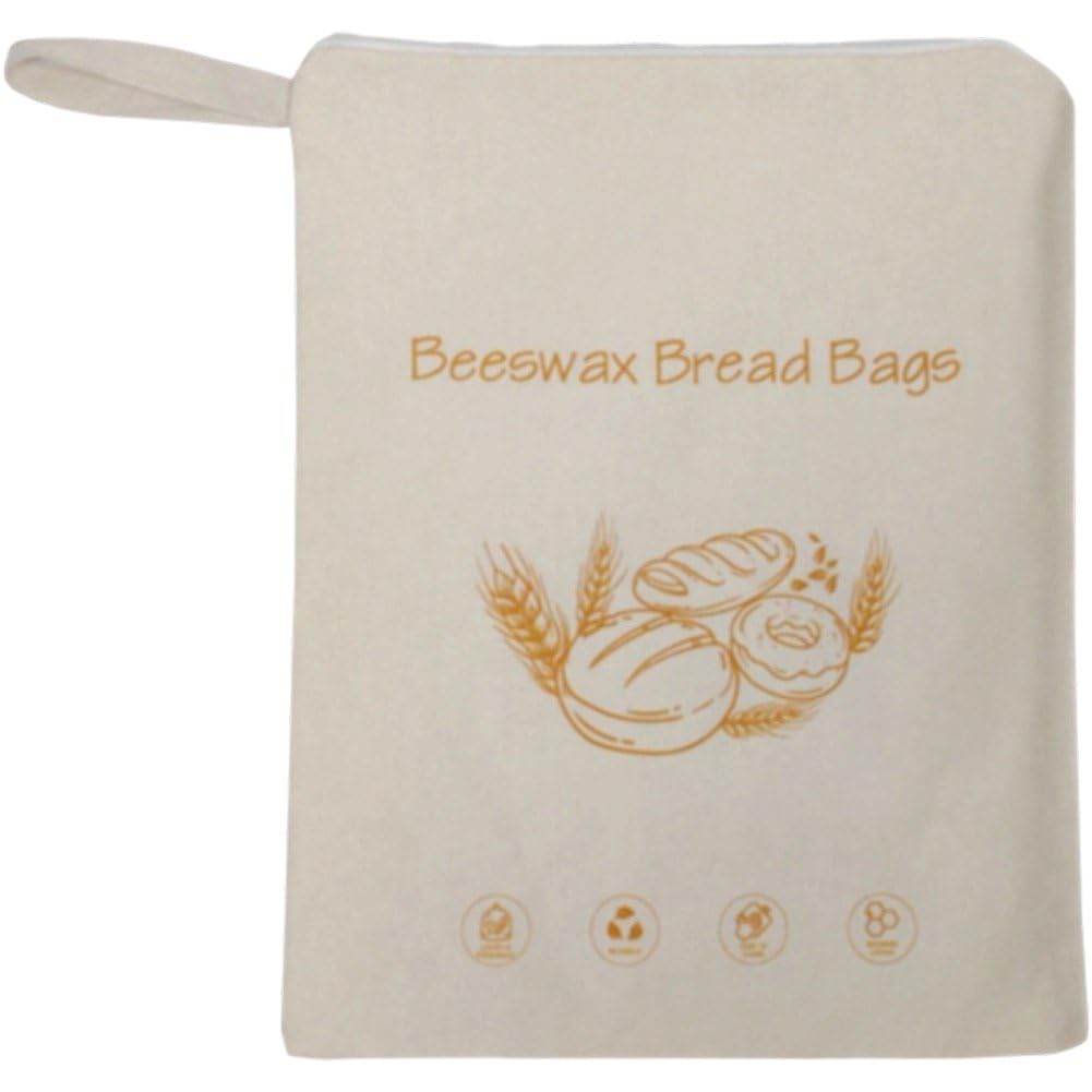 Extra Large Beeswax Bread Bags Reusable Cotton Linen Food Storage with Zip Closure for Homemade Sourdough & Fruit