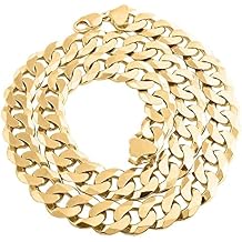 10K Yellow Gold Cuban Link Chain - Unisex Curb Long Necklace - 2022 Style Jewelry Gift - Cuban Coker Chain - Women Men Elegant Everyday Set
