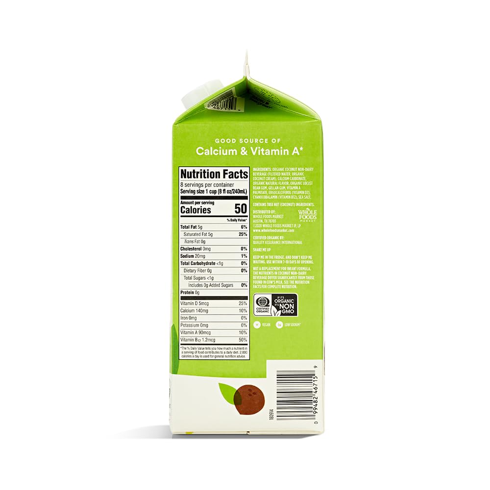 365 by Whole Foods Market Organic Unsweetened Original Coconut milk Beverage 64 fl oz — view 2