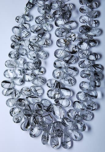 Quartz rutilé noir perles poire sans aspérité pour bijoux durables