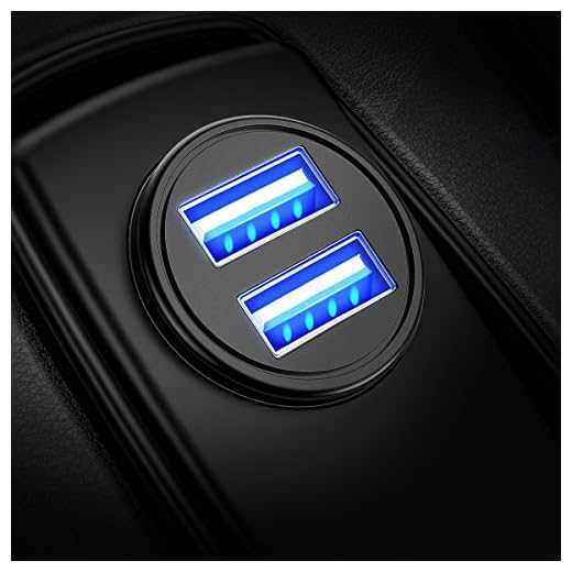 Car Charger, AINOPE Smallest 4.8A All Metal USB Car Charger Port Fast Charge Car Charger Adapter Flush Fit Compatible with iPhone 15 Pro Max Plus/14/13/12/11/X iPad Air/Mini 3 Samsung Note 9/S10/S9