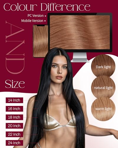 Image of Moresoo Human Hair Weft Extensions Sew in, Light Copper, 18 Inch 100g | Crafted with Remy human hair for easy blending, ideal for date looks, autumn outings and soft everyday wave styling