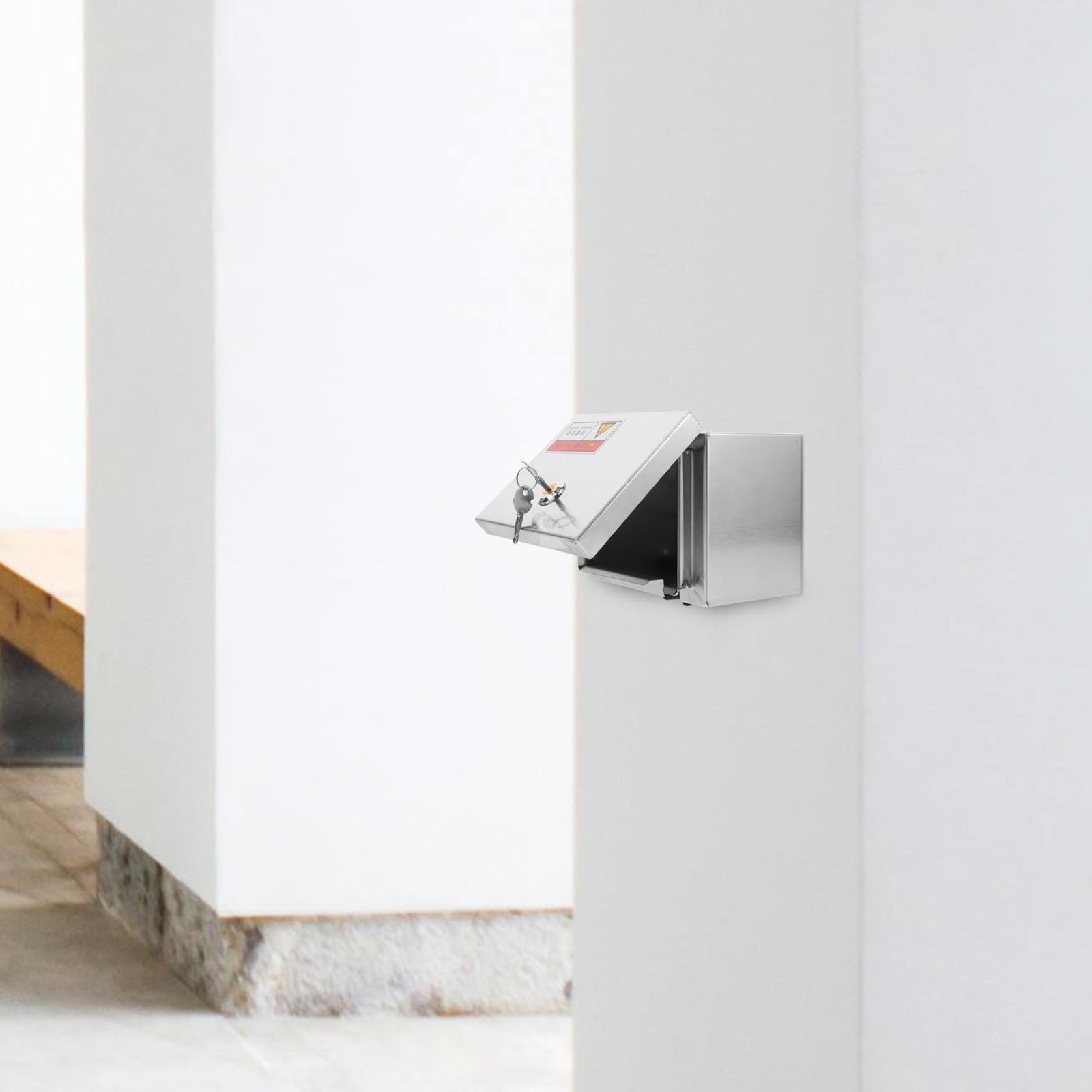 Caja de Enchufe Protectora de Acero Inoxidable para Exterior Caja de Salida con Cerradura Resistente al Agua Tamaño Mediano Bx para Instalación Visible Uso Industrial y Comercial